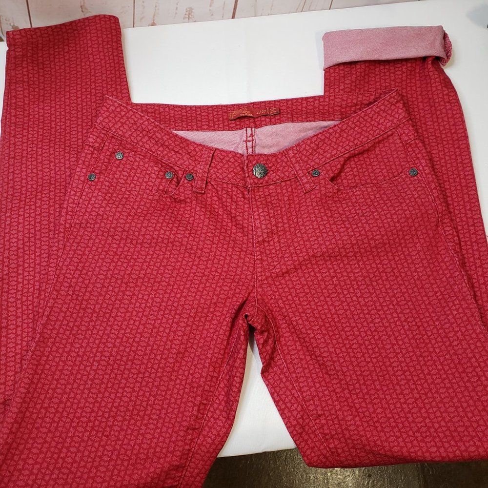 Prana Kara Low-Rise Skinny Pants Red Organic Cotton Women’s 28" Waist size 4